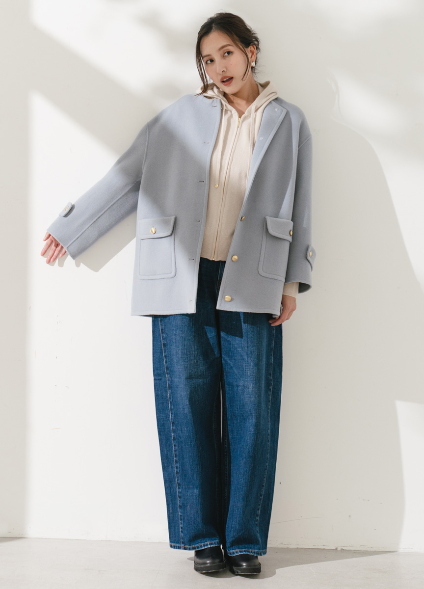 中長款羊毛混紡大衣外套      